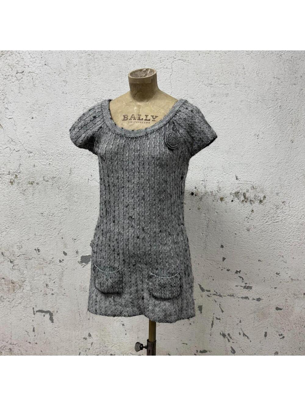 Y2K Vintage Cache Cache Grey Marled Knit Mini Dress